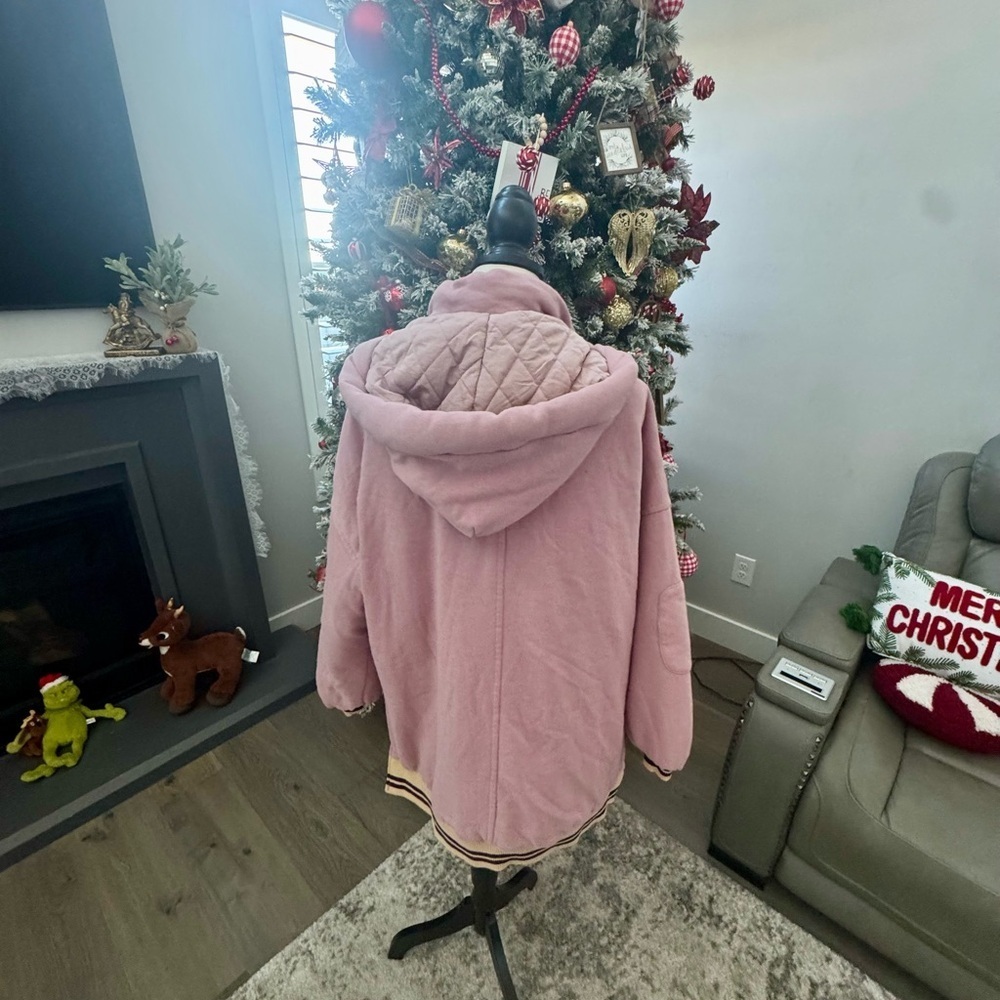 Böhme Blush Pink Hooded Quilted Jacket XS/S Oversized Cozy Boho Coat - Picture 8 of 10